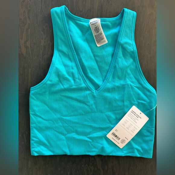 Athleta Tops - NWT Athleta Aqua Blue Ribbed Top